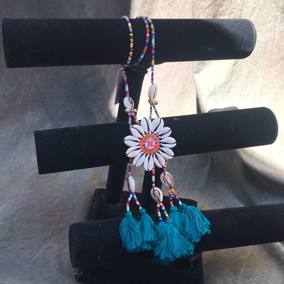 Panacea Cache Jewelry - Panacea colorful shell tassel necklace